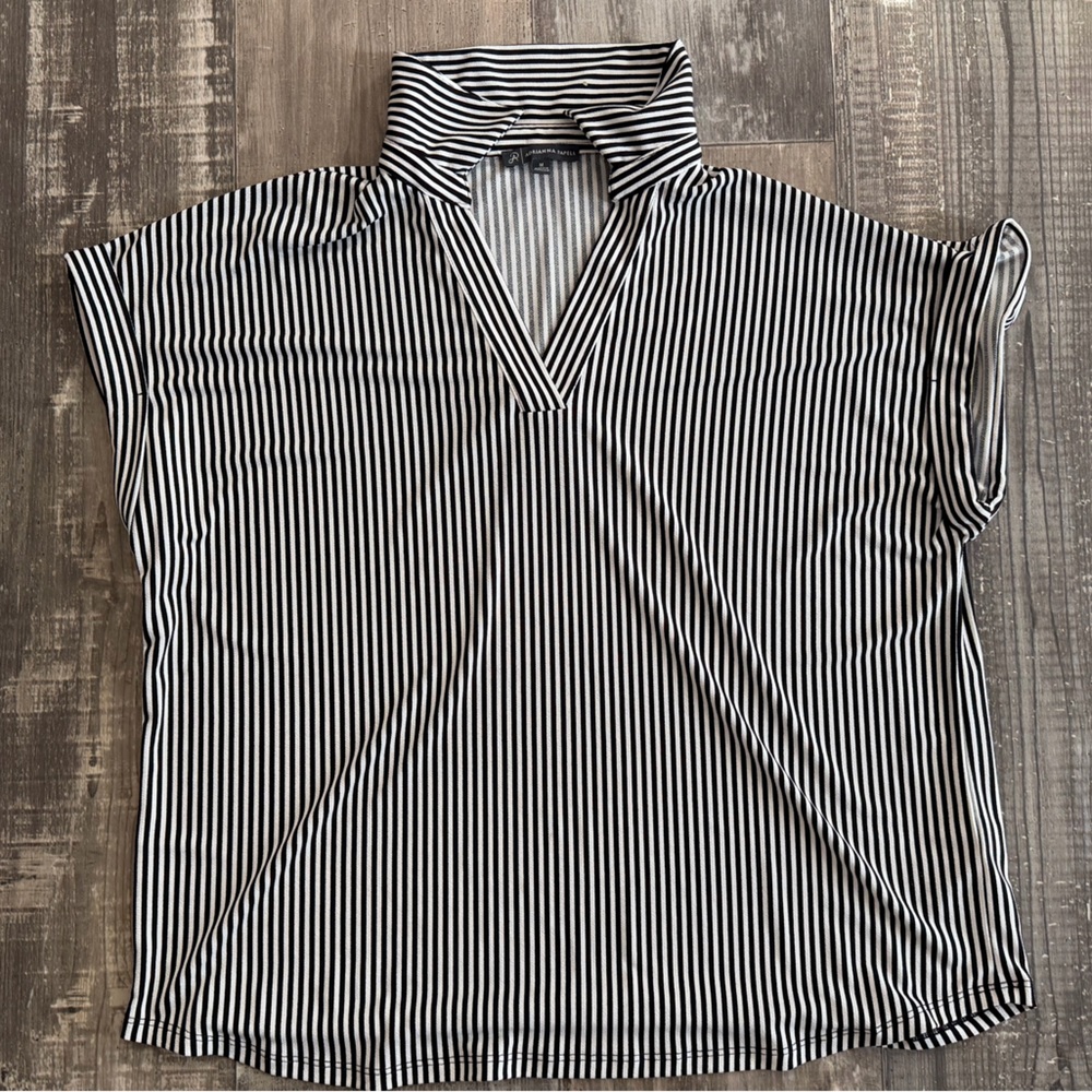 Adrianna Papell Black and White Striped Blouse